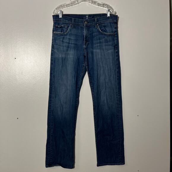 7 For All Mankind Other - 7 For All Mankind Relaxed Fit Straight Leg Distressed Blue Jeans Men’s Size‎ 33